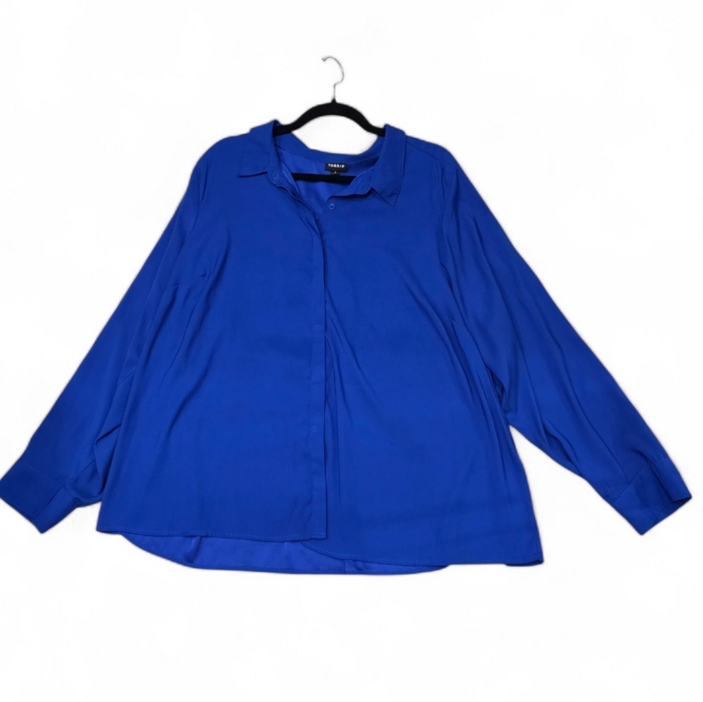 Torrid Royal Blue Button Front Blouse Like New Size 3x (22/24)